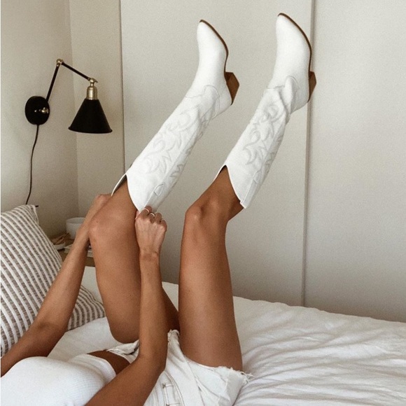 Last 1 Urson White Cowboy Boots - Picture 3 of 11